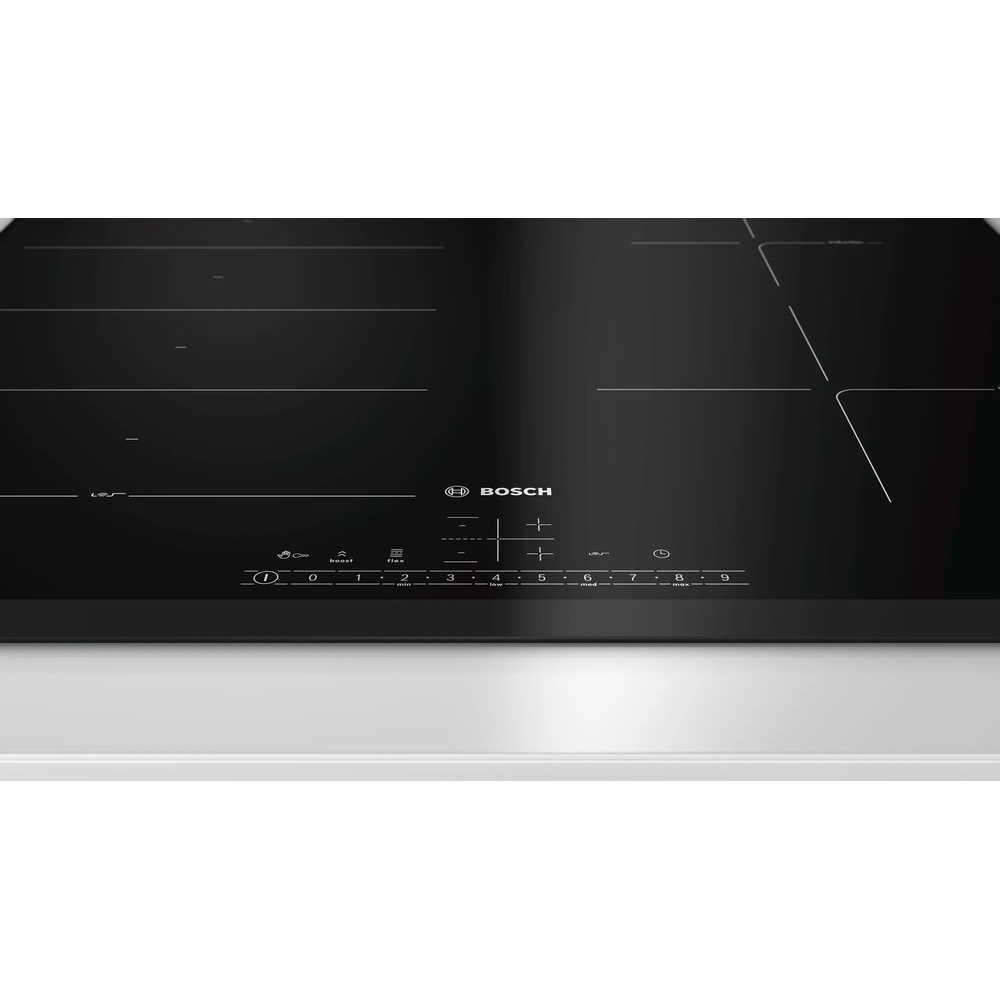 Поверхность индукционная Bosch PXE651FC1E (Serie6 / Чёрная стеклокерамика / 4 конфорки / QuickStart / PowerBoost/ReStart/PerfectFry/ Таймер / 7,4 кВт)