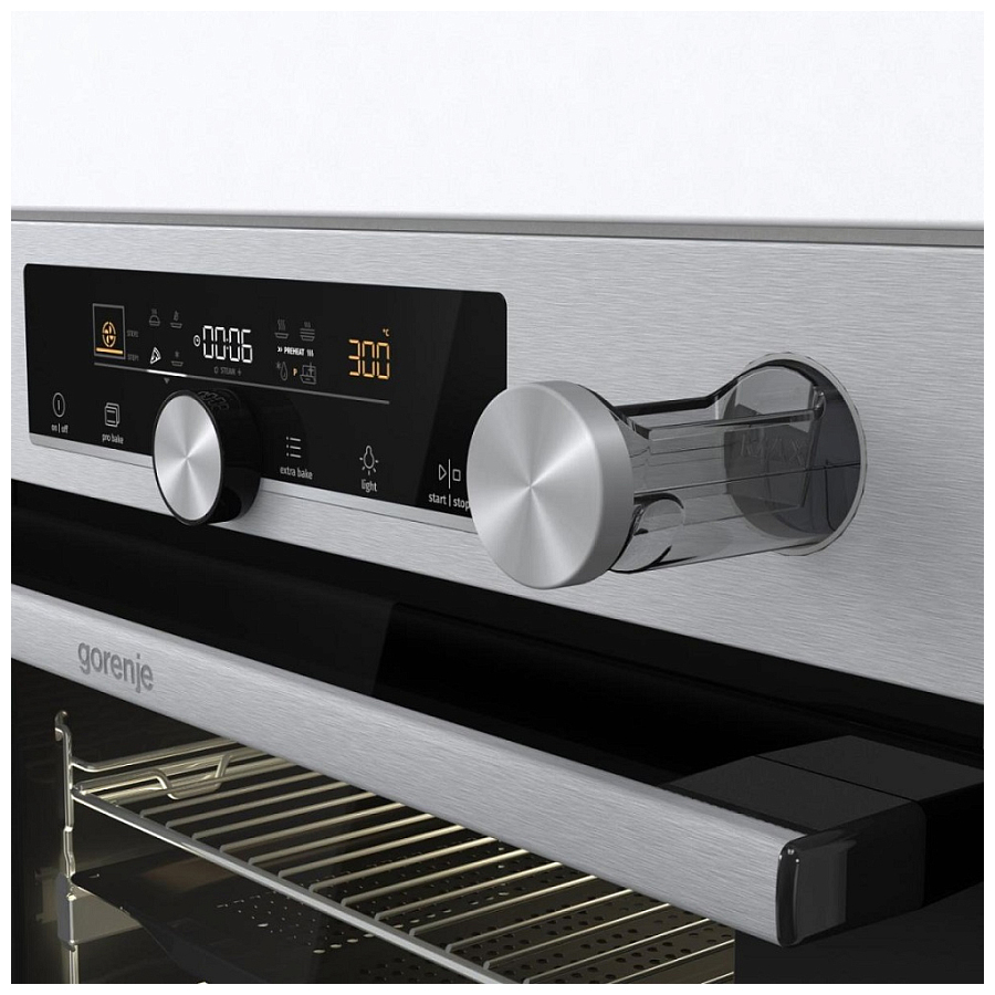 Духовой шкаф с добавлением пара Gorenje BSA6747A04X (Advanced / 77 л / до 300 °C / Чёрный, стекло / CataClean / Per.Grill / телескоп. напр. (x2) / A+