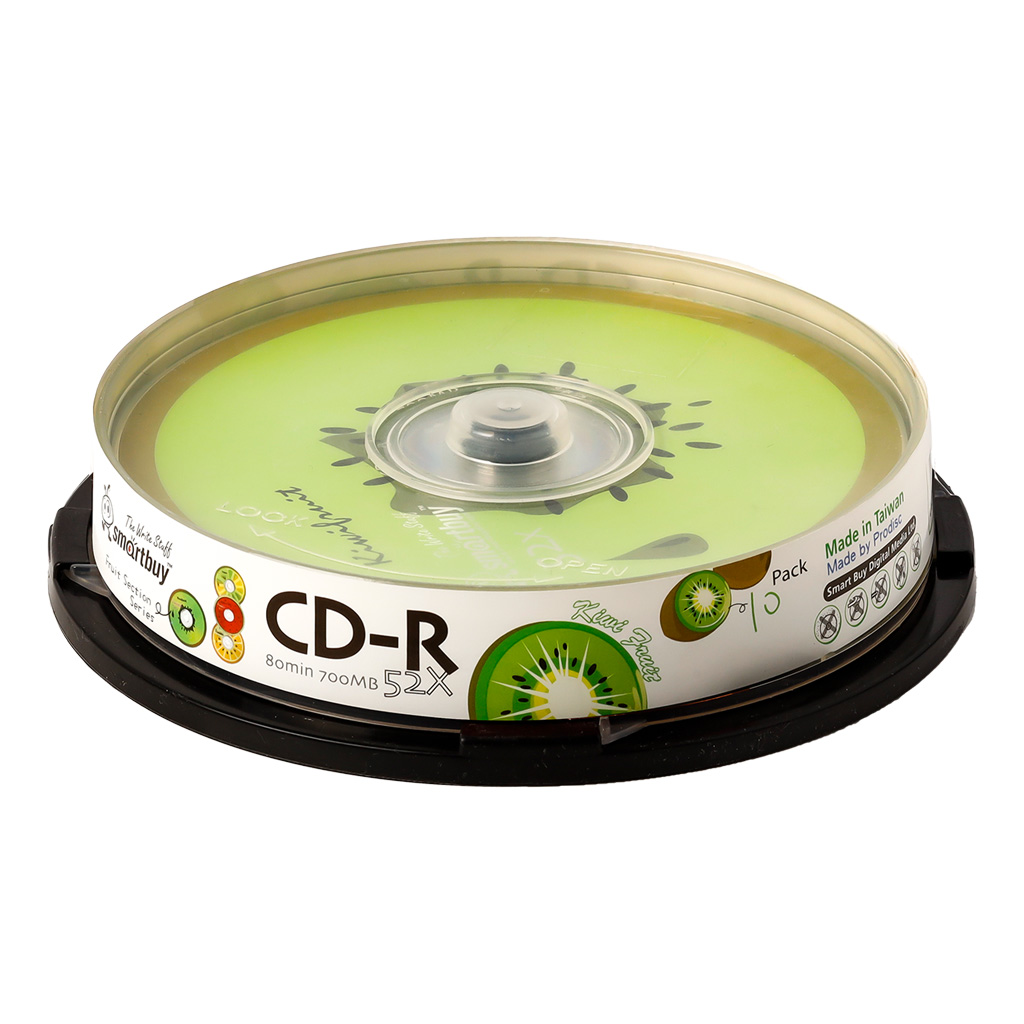 Диск CD-R Smartbuy 700 Mb, 52x, Fresh-Kiwifruit CB-10 (BOX10)-0