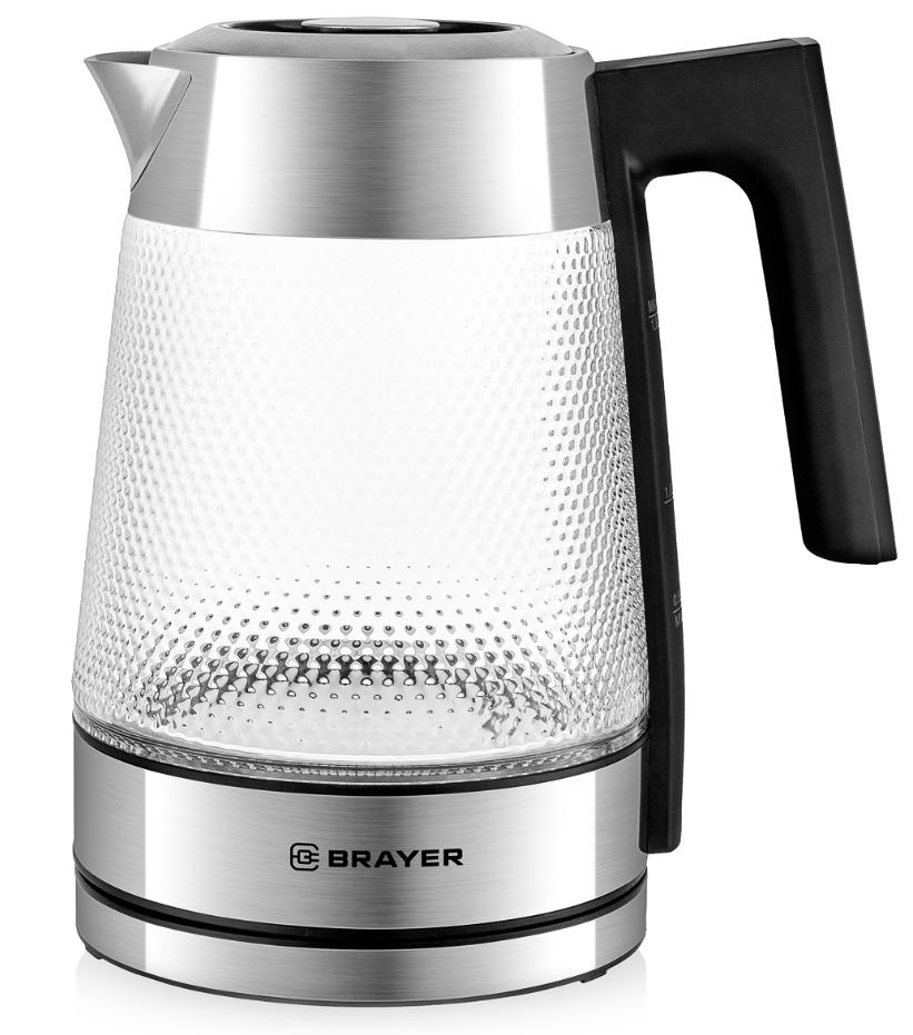 Чайник Brayer BR1079 (2200Вт / 1,8 л / стекло / серебристый / контроль температуры)-0