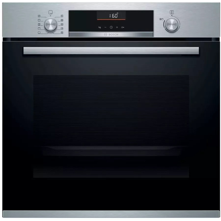 Духовой шкаф Bosch HBA5360S0 (Serie6 / 71 л / до 275 °C / Нерж.сталь + чёрное стекло / Гриль /Телескоп. напр.(x1) / EcoClean Direct (задняя стенка)/A)