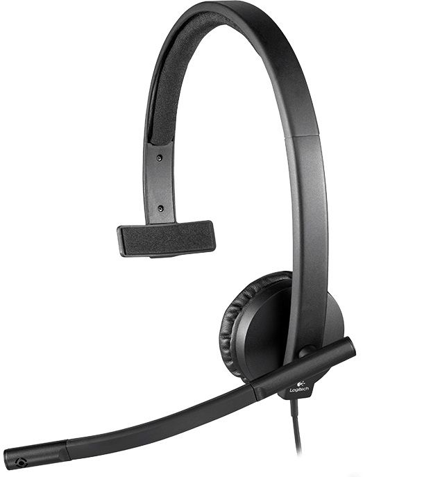 Наушники с микрофоном Logitech H570e Mono USB (981-000571), чёрный — Фото 1