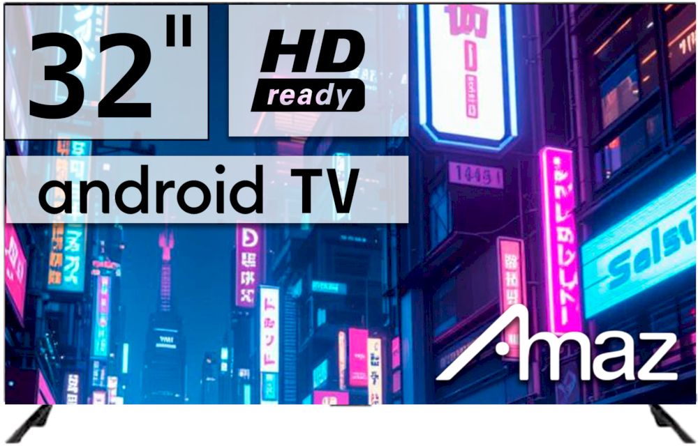 Телевизор Amaz AM32CXAS9 HD Android, чёрный — Фото 1