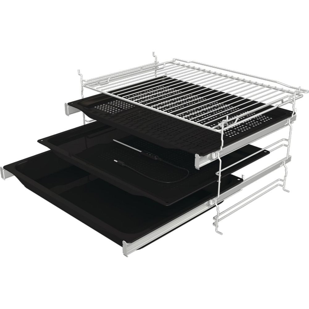 Духовой шкаф с добавлением пара Gorenje BSA6747A04BG (Advanced / 77 л / до 300 °C / Чёрный, стекло / CataClean / Per.Grill / телескоп. напр. (x2) / A+