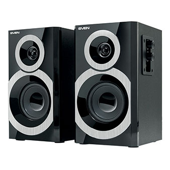 Колонки 2.0 SVEN SPS-619 / 20W / Питание - 220W / Аудиовыход на наушники / Чёрный / Корпус - дерево (MDF) 