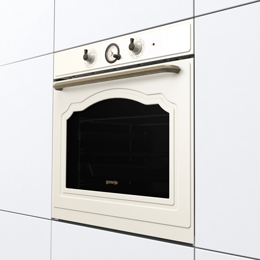 Духовой шкаф Gorenje BO6735CLI (Classico / 77 л / до 300 °C / Бежевый, металл / AquaClean / PerfectGrill / телескопические направляющие (x2) / А)-0