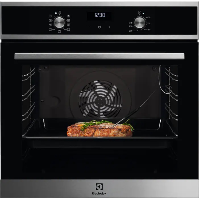 Духовой шкаф Electrolux EOE5C71X (SenseCook 700 / 72 л / до 275°C / Чёрный + нерж. сталь / Каталитич. / телескоп. напр. (x1) / термозонд / SoftClose)