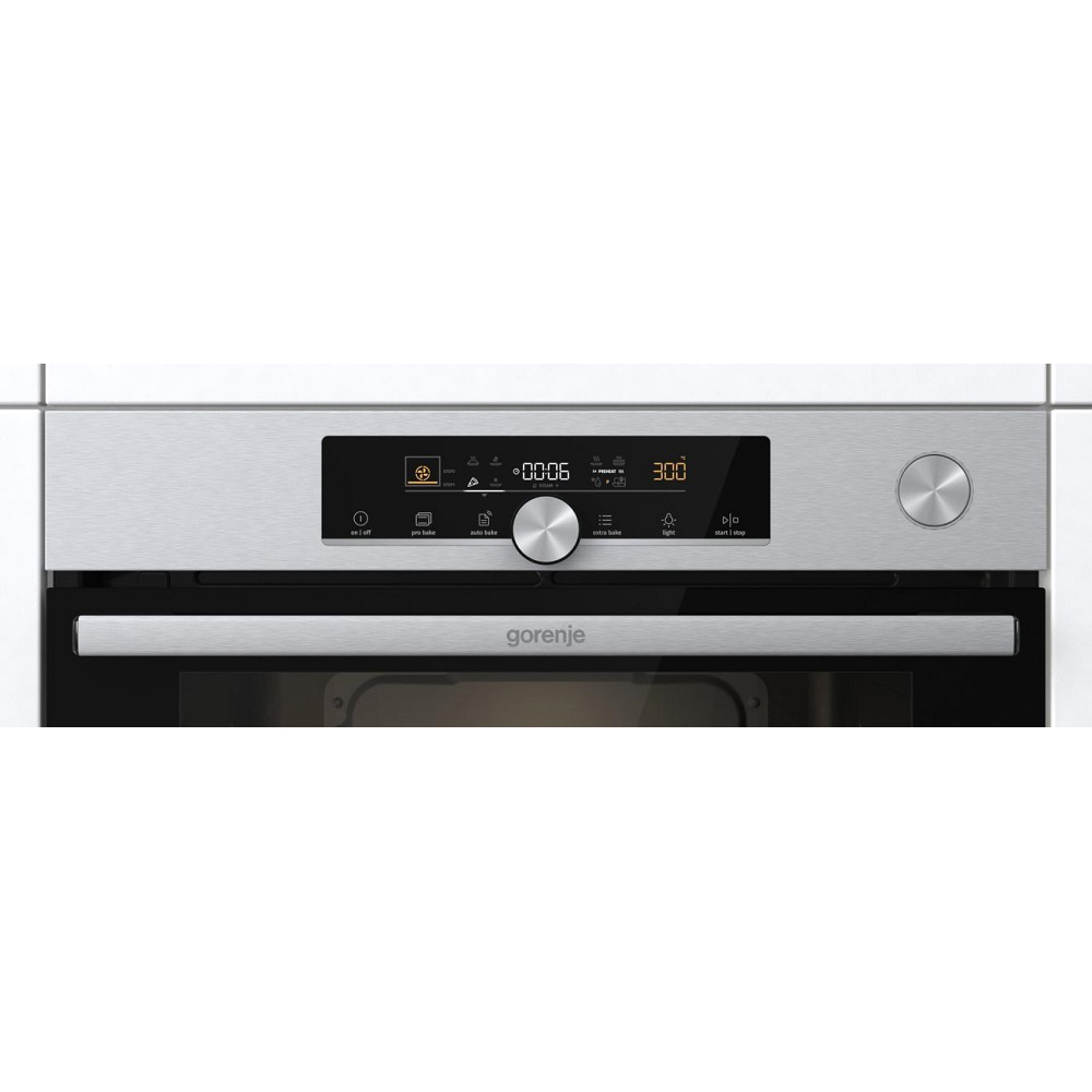 Духовой шкаф с добавлением пара Gorenje BSA6747A04X (Advanced / 77 л / до 300 °C / Чёрный, стекло / CataClean / Per.Grill / телескоп. напр. (x2) / A+