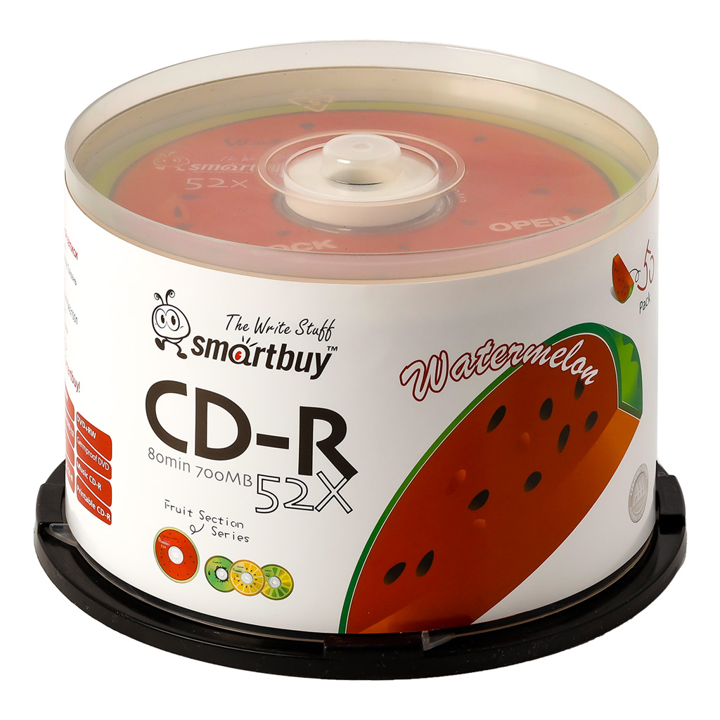 Диск CD-R Smartbuy 700 Mb, 52x, Fresh-Watermelon CB-50 (BOX50) розничная продажа по 1шт-0