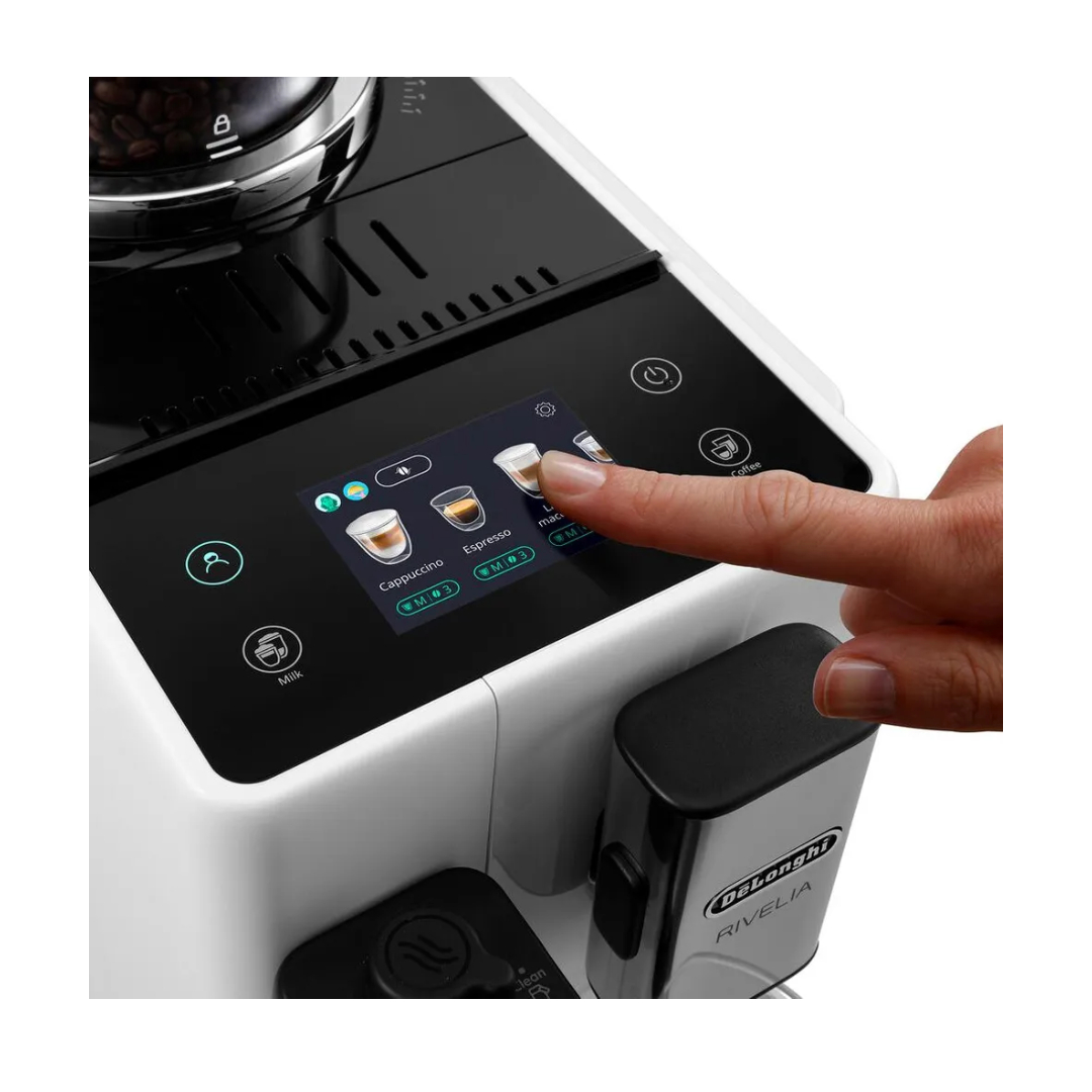 Кофемашина DeLonghi Rivelia EXAM440.55.W (кофе зерновой, молотый/ 1450 Вт/ 1.4 л/ автоматический капучинатор/ 13 напитков)-1