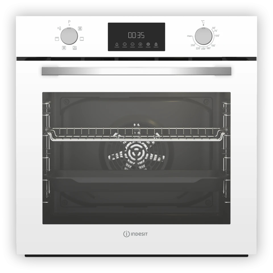 Духовой шкаф Indesit IFE 3644 J WH (72 л / до 280 °C / Белый / Паровая очистка / Гриль / Съемные направляющие / А)-0