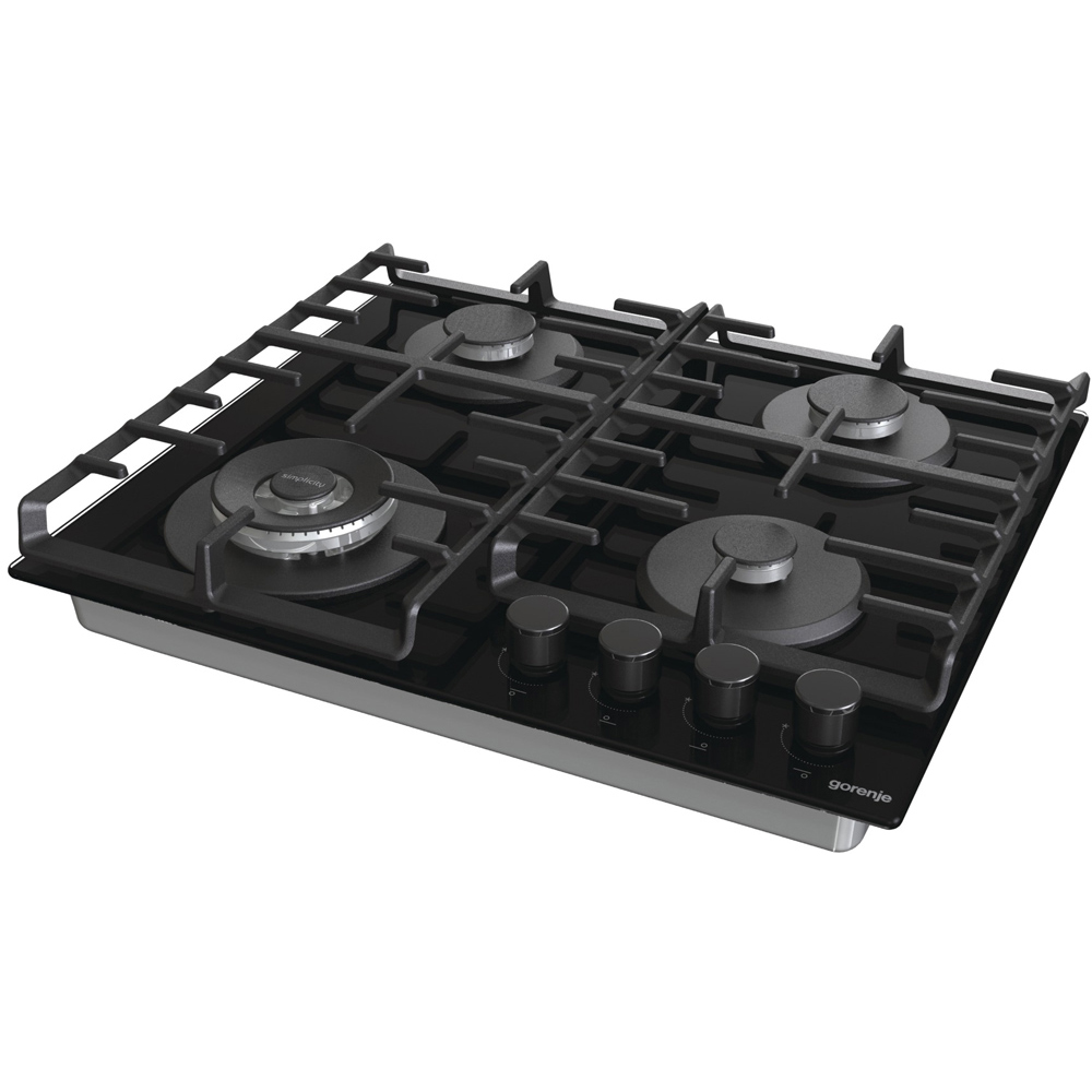 Поверхность газовая Gorenje GTW642SYB (Simplicity 2.1 / черный / закаленное стекло / чугун / WOK)