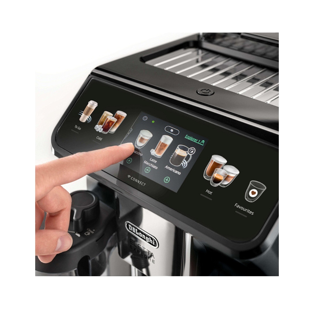 Кофемашина DeLonghi Eletta Explore ECAM450.65.G (кофе зерновой, молотый/ 1450 Вт/ 1.8 л/ автоматический капучинатор/ 11 напитков)