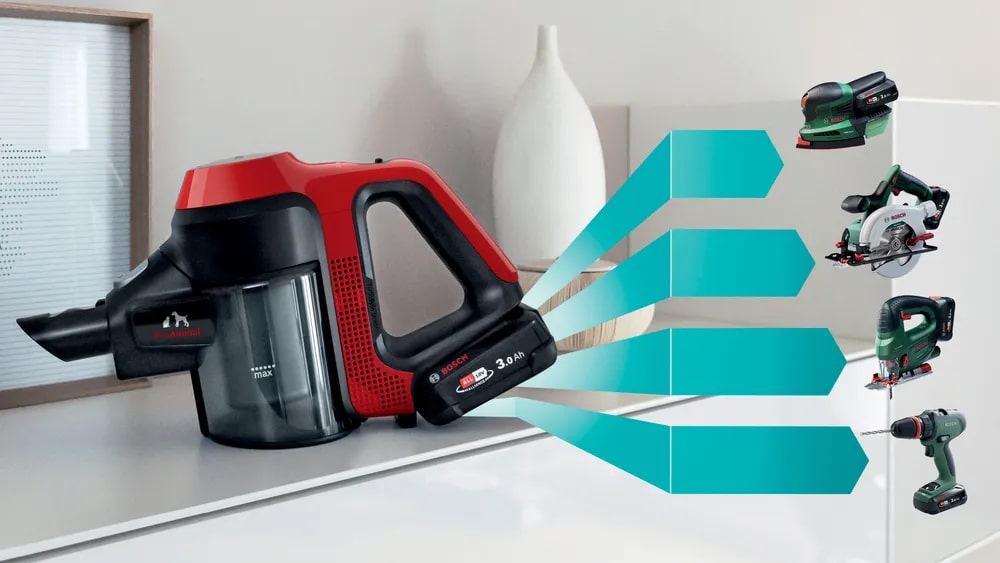 Пылесос Bosch BBS711ANM ProAnimal (вертикальный, контейнер 0,3л, аккумулятор Li-Ion, красный)
