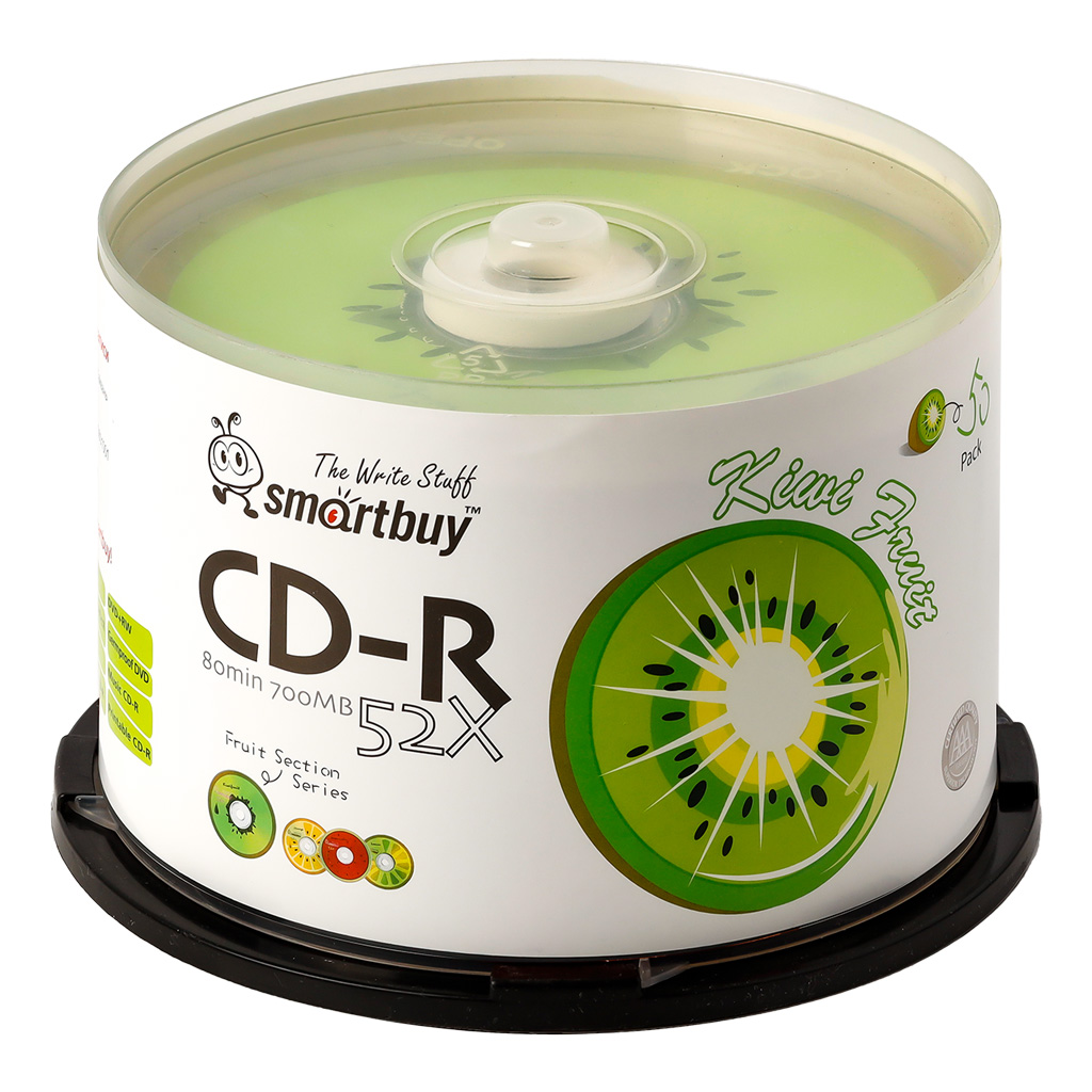 Диск CD-R Smartbuy 700 Mb, 52x, Fresh-Kiwifruit CB-50 (BOX50) розничная продажа по 1шт-0