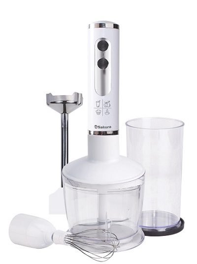 Блендер Sakura SA-6239SWC (600 Вт/ скоростей 2/ венчик, измельчитель, стакан)-0