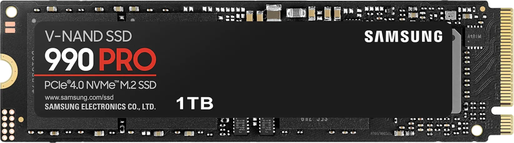 SSD M.2 накопитель 1 ТБ Samsung 990 PRO NVMe PCI-E 4.0 x4, TLC, R7450/W6900 МБ/с, 2280, 600 TBW (MZ-V9P1T0BW)