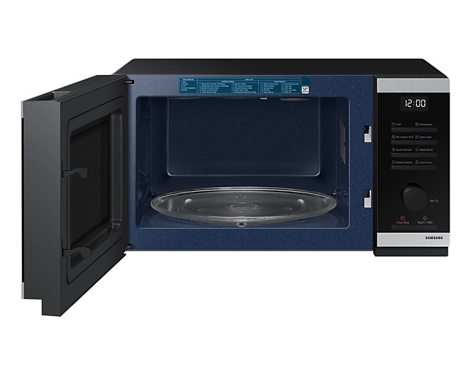Микроволновая печь Samsung MG23DG4524ATE2 (23 л, 800 Вт, переключатели поворотный механизм, кнопки, гриль 1150 Вт, дисплей, черный/нерж. сталь)