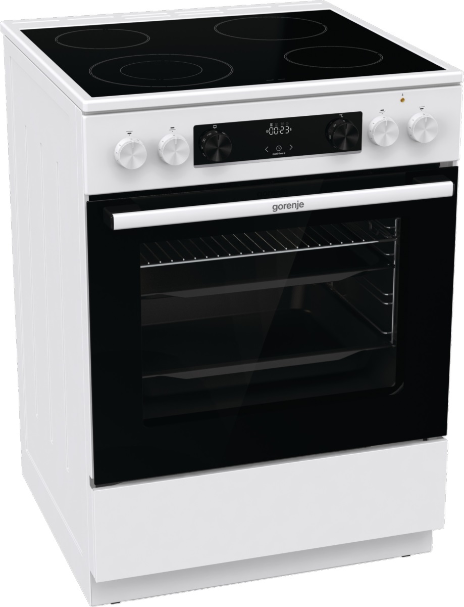 Плита электрическая Gorenje GECS6C70WC (Advanced / Белый / духовка - 71 л / 4 конфорки (2200/1200/1200/1800Вт) / AquaClean / Мощность - 9,701 кВт)