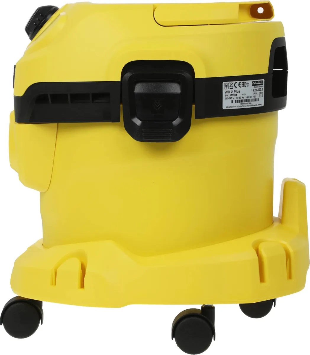 Пылесос Karcher WD 2 Plus V-12/4/18 1.628-000.0 (1000 Вт, мусоросборник 12 л, влажная уборка, желтый)