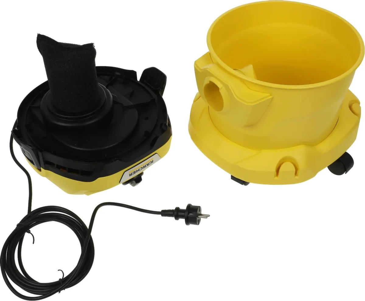 Пылесос Karcher WD 2 Plus V-12/4/18 1.628-000.0 (1000 Вт, мусоросборник 12 л, влажная уборка, желтый)