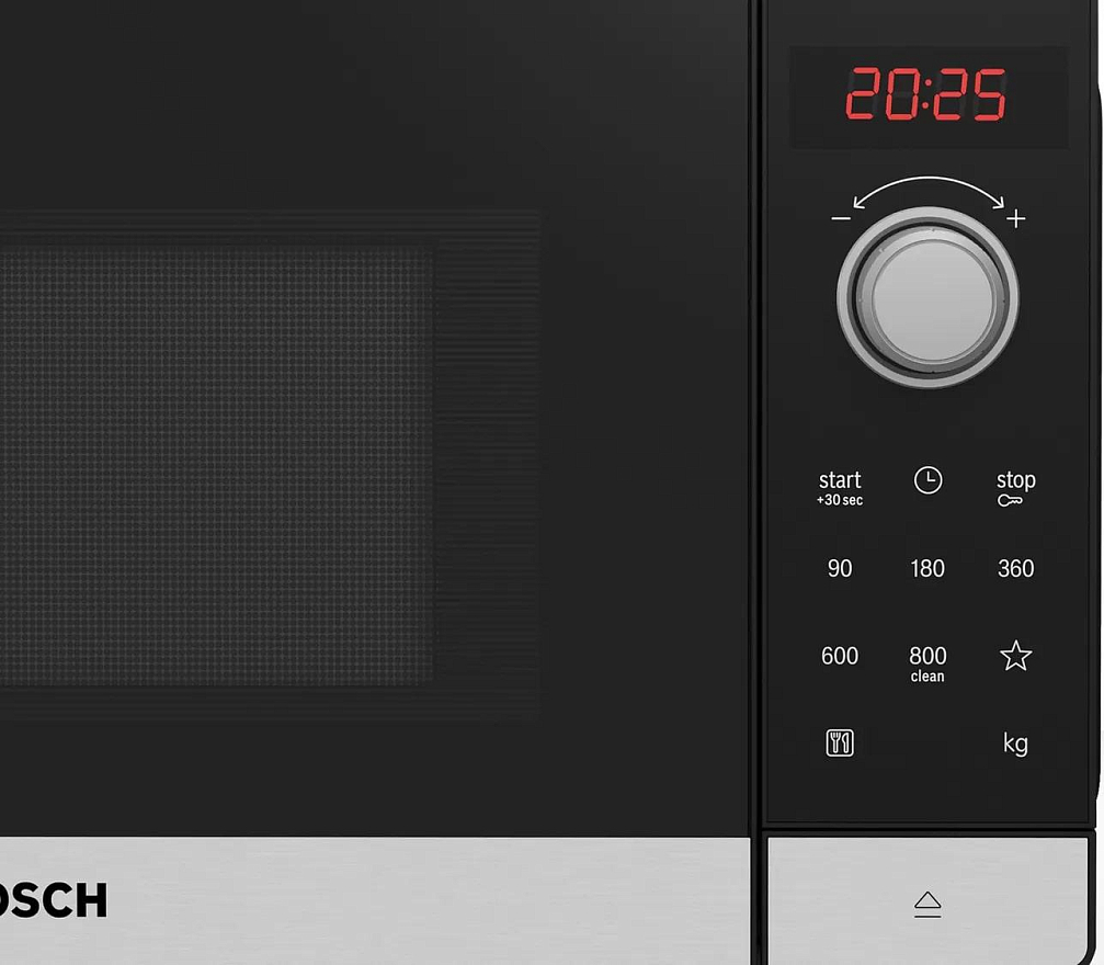 Микроволновая печь BOSCH FFL023MS2 (20 л, 800 Вт, переключатели поворотный механизм, сенсор, дисплей, черный)