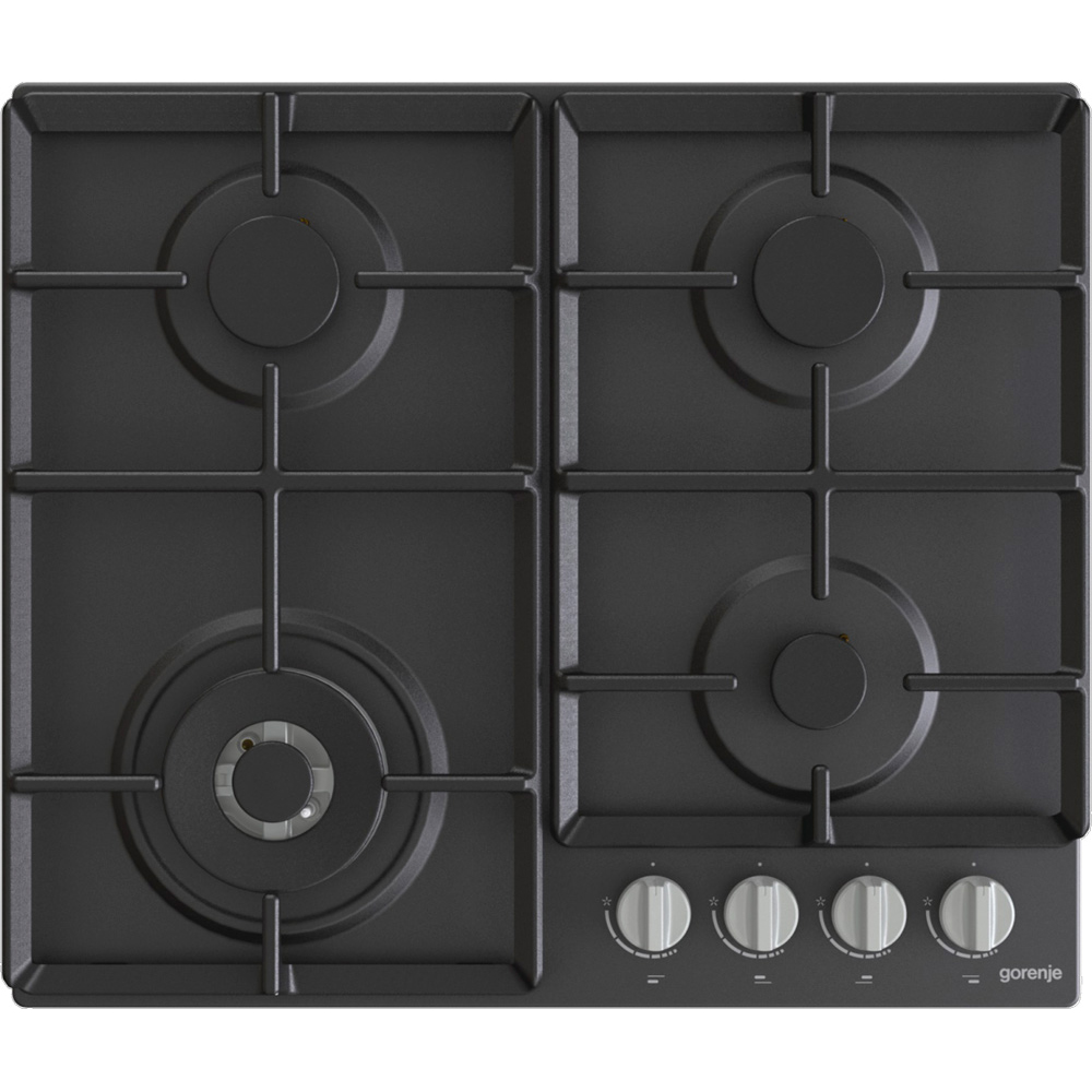 Поверхность газовая Gorenje GW641EXB (Essential / Чёрный / нержавеющая сталь / эмаль / XtraSurface / WOK)