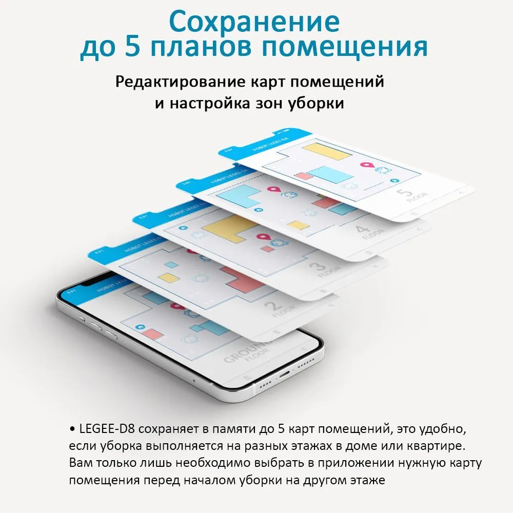 Робот-пылесос Hobot LEGEE-D8 (уборка - влажная, комбинированная, сухая, лидар, Wi-Fi, док-станция, пылесборник - 0.5 л)