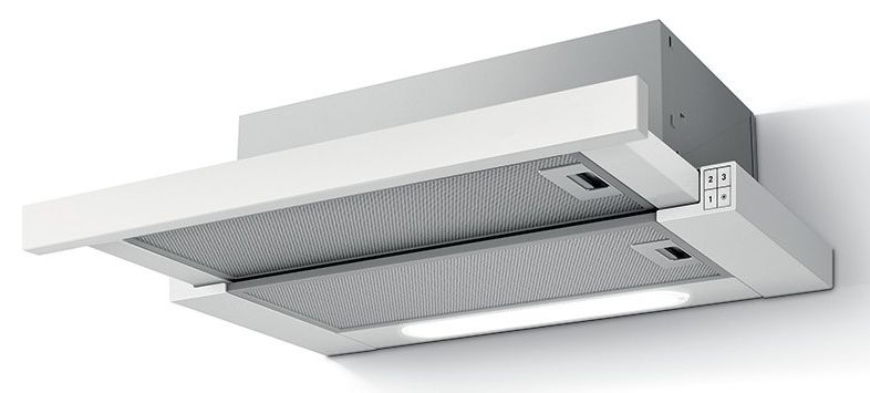 Вытяжка телескопическая JETAIR AURORA LX/WH/F/60 (650 м³/ч / 150 Вт / LED освещение 2x3 Вт / ширина - 59.8 см / белый)