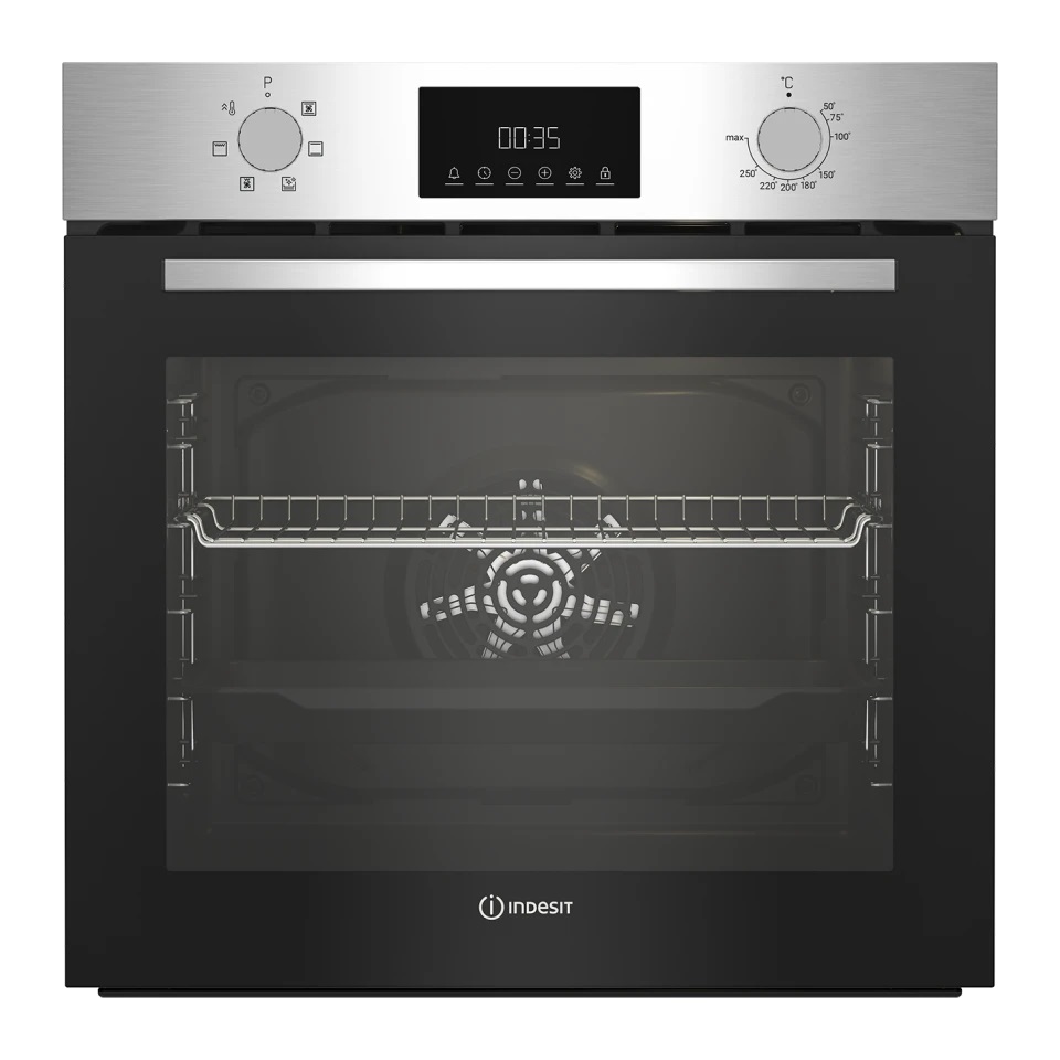 Духовой шкаф Indesit IFE 3644 J IX (72 л / до 250 °C / Нерж. сталь / Паровая очистка / Гриль / Съемные направляющие / А)