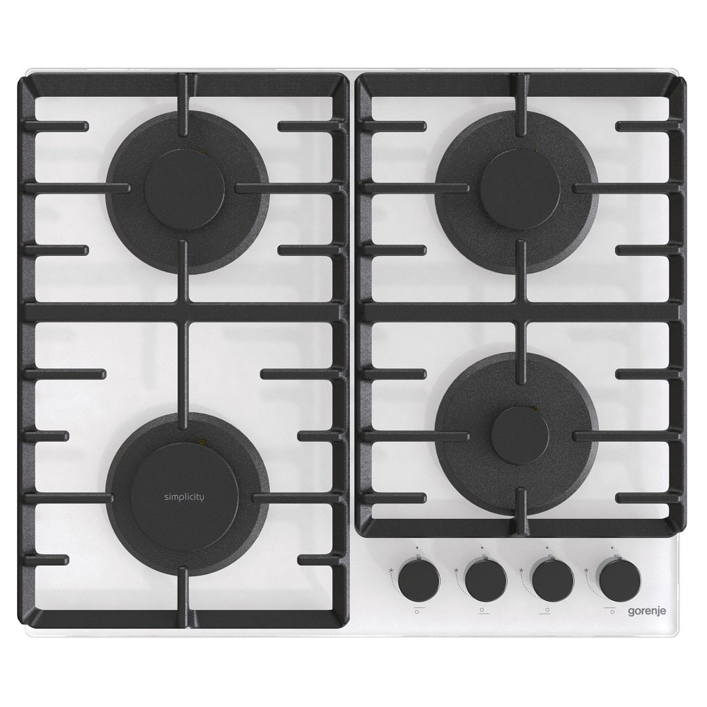 Поверхность газовая Gorenje GT642SYW (Simplicity 2.1 / белый / закаленное стекло / чугун)