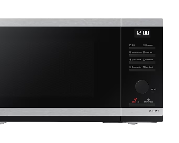 Микроволновая печь Samsung MG23DG4524ATE2 (23 л, 800 Вт, переключатели поворотный механизм, кнопки, гриль 1150 Вт, дисплей, черный/нерж. сталь)