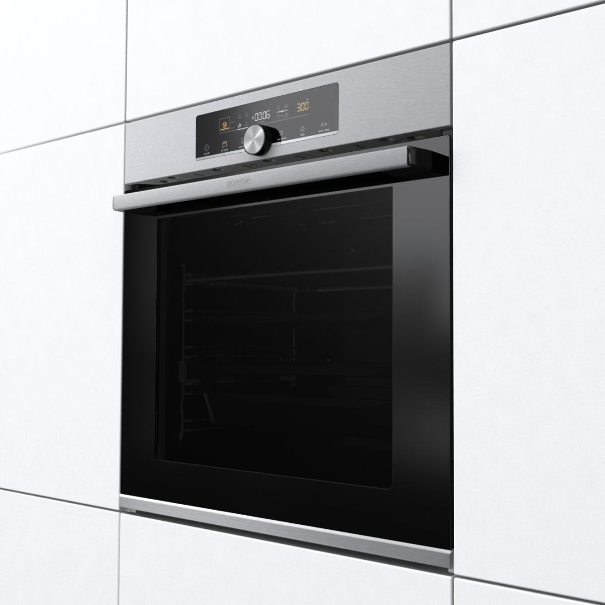 Духовой шкаф Gorenje BPS6747A06X (Advanced / нерж. / SilverMatte / IconLED+ / GentleBake / AirFry+ / AquaClean / WarmPlate / телескоп / пиролиз)