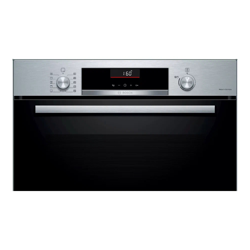 Духовой шкаф Bosch HBA5360S0 (Serie6 / 71 л / до 275 °C / Нерж.сталь + чёрное стекло / Гриль /Телескоп. напр.(x1) / EcoClean Direct (задняя стенка)/A)