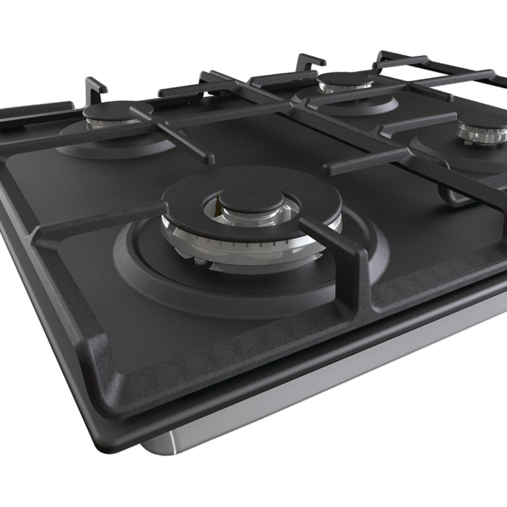 Поверхность газовая Gorenje GW641EXB (Essential / Чёрный / нержавеющая сталь / эмаль / XtraSurface / WOK)