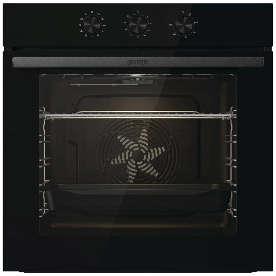 Духовой шкаф Gorenje BO6725E02BG (Essential / 77 л / до 300 °C / Чёрный, стекло / AquaClean / PerfectGrill / съемные направляющие / А)