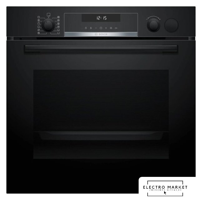 Духовой шкаф с добавлением пара Bosch HRA5380B0 (Serie6 / 71 л / до 275 °C / Черное стекло / Гриль / Каталитич. / резервуар 250 мл / A)