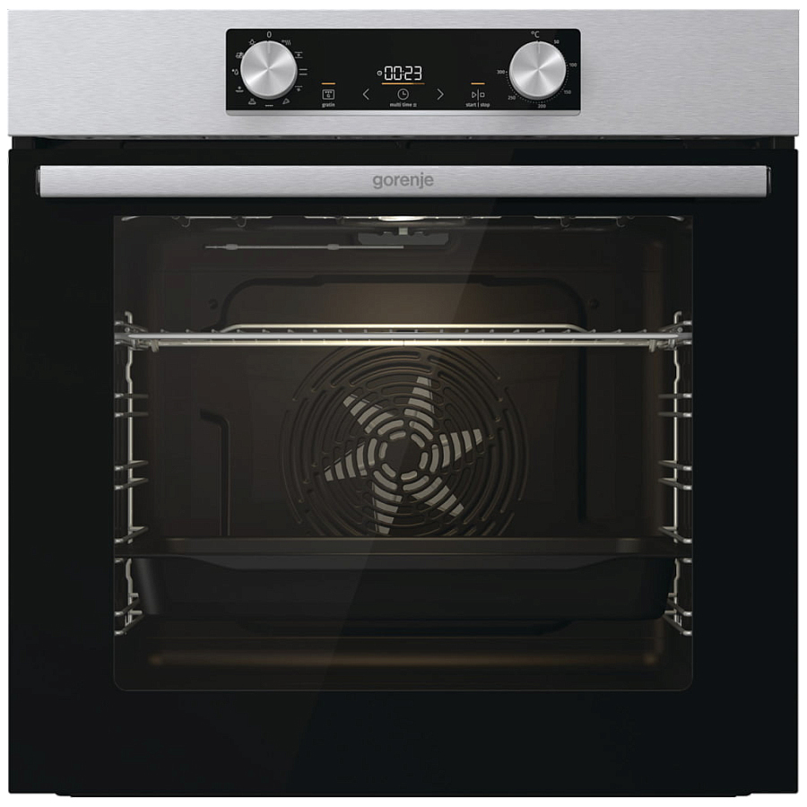 Духовой шкаф Gorenje BO6735E02XK (Essential / 77 л / до 300 °C / Нерж. сталь, стекло / AquaClean / PerfectGrill / съемные направляющие / А / IconLED)-0