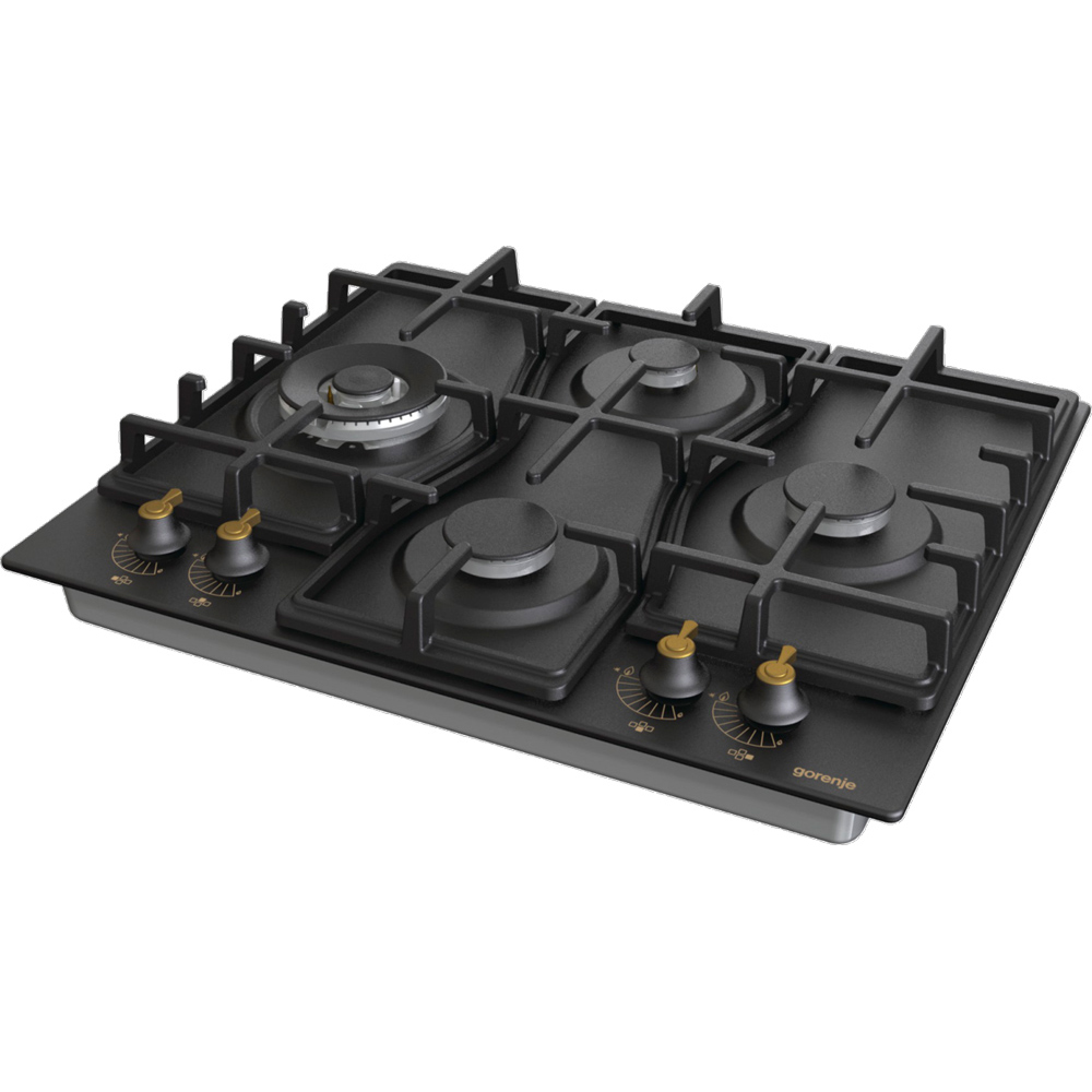 Поверхность газовая Gorenje GW6D42CLB (Classico / черный / конфорки ромбом / эмаль / чугун / WOK)