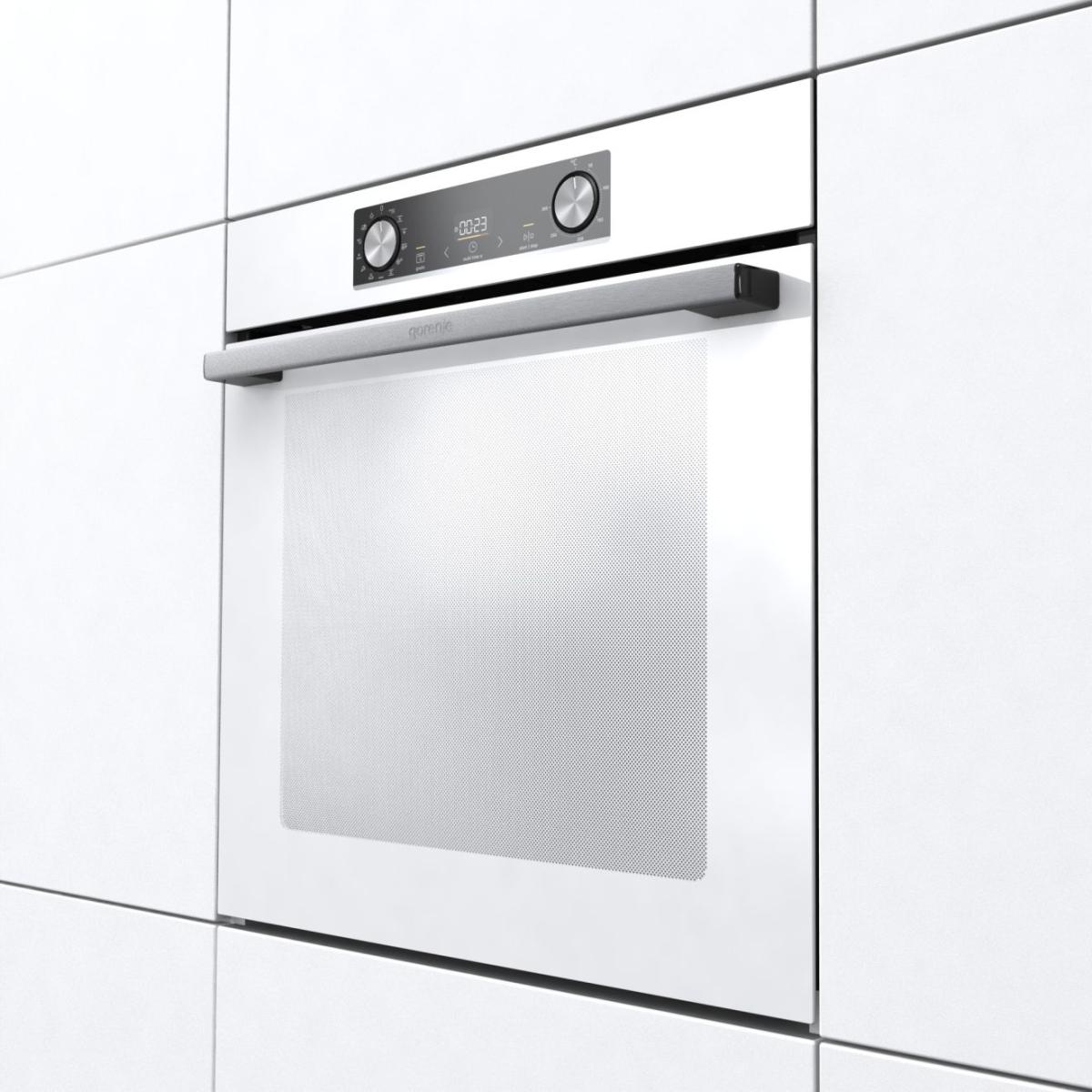 Духовой шкаф Gorenje BOS6737E03WG (Essential / 77 л / до 300 °C / Белый, стекло / AquaClean / PerfectGrill / съемные направляющие / А / IconLED)