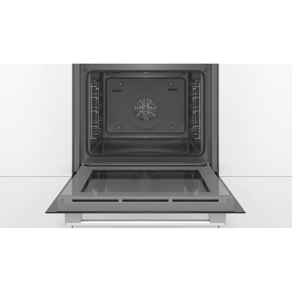 Духовой шкаф Bosch HBA534BW0 (Serie4 / 71 л / до 275 °C / Белое стекло / Гриль / съемные направляющие / EcoClean (задняя стенка) / A)