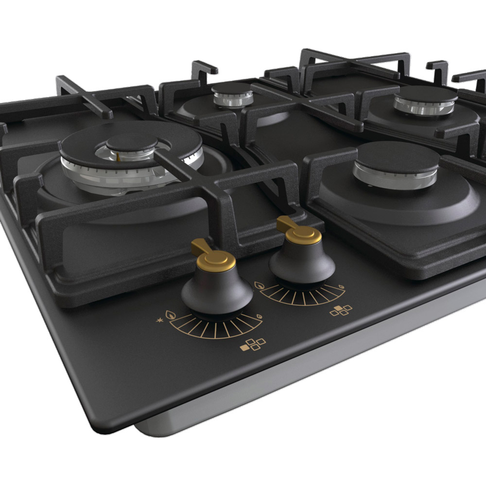 Поверхность газовая Gorenje GW6D42CLB (Classico / черный / конфорки ромбом / эмаль / чугун / WOK)