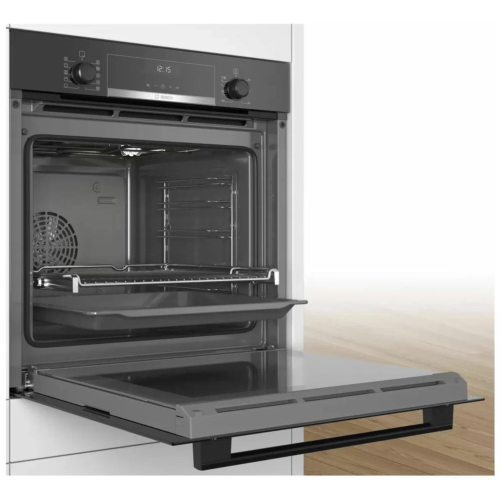 Духовой шкаф Bosch HBT537FB0 (Serie6 / 71 л / до 275 °C / чёрное стекло / Гриль / Телескоп. напр. (x1) / EcoClean Direct задняя стенка / A)