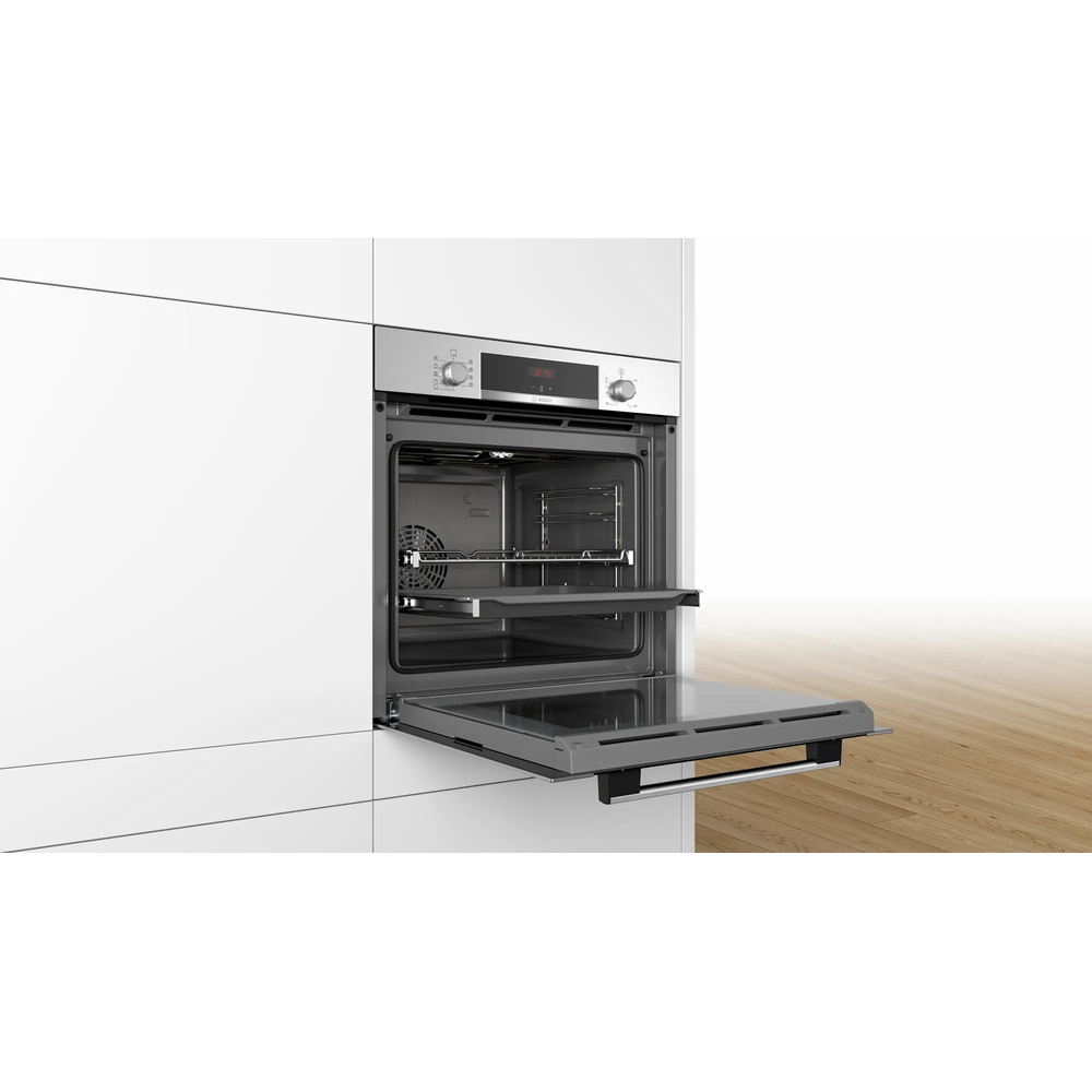 Духовой шкаф Bosch HBA334YS0 (Serie4 / 71 л / до 275 °C / Нерж. сталь / Гриль / Телескоп. напр. (x1) / EcoClean Direct (задняя стенка) / A)