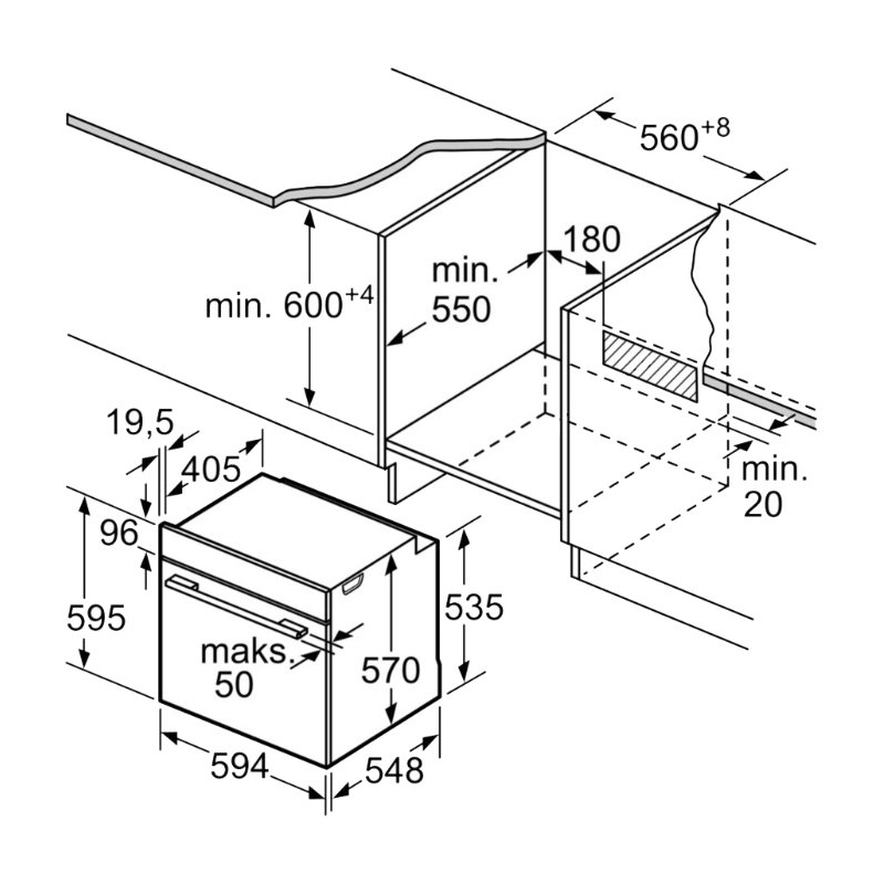 Духовой шкаф Bosch HBA3140S0 (Serie4 / 71 л / до 275 °C / Нерж. сталь / Гриль / Телескоп. напр. (x1) / TelescopeStop / A)-0