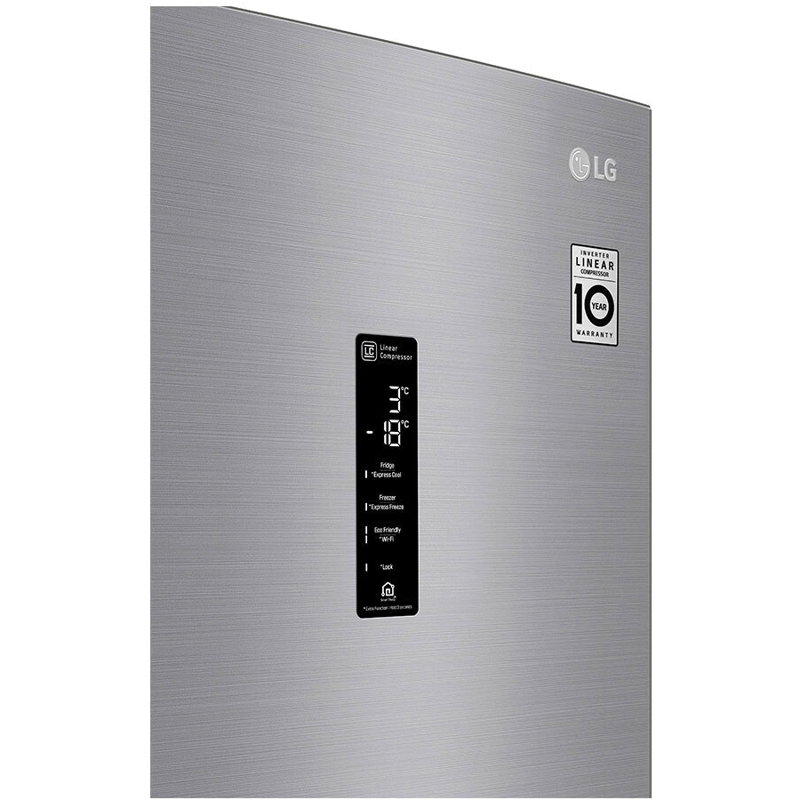 Холодильник LG GBB71PZDMN (Объем - 341 л / Высота - 186см / A+ / Серебристый / NoFrost / Smart Inverter™ / LG SmartThinQ™ / Wi-Fi)