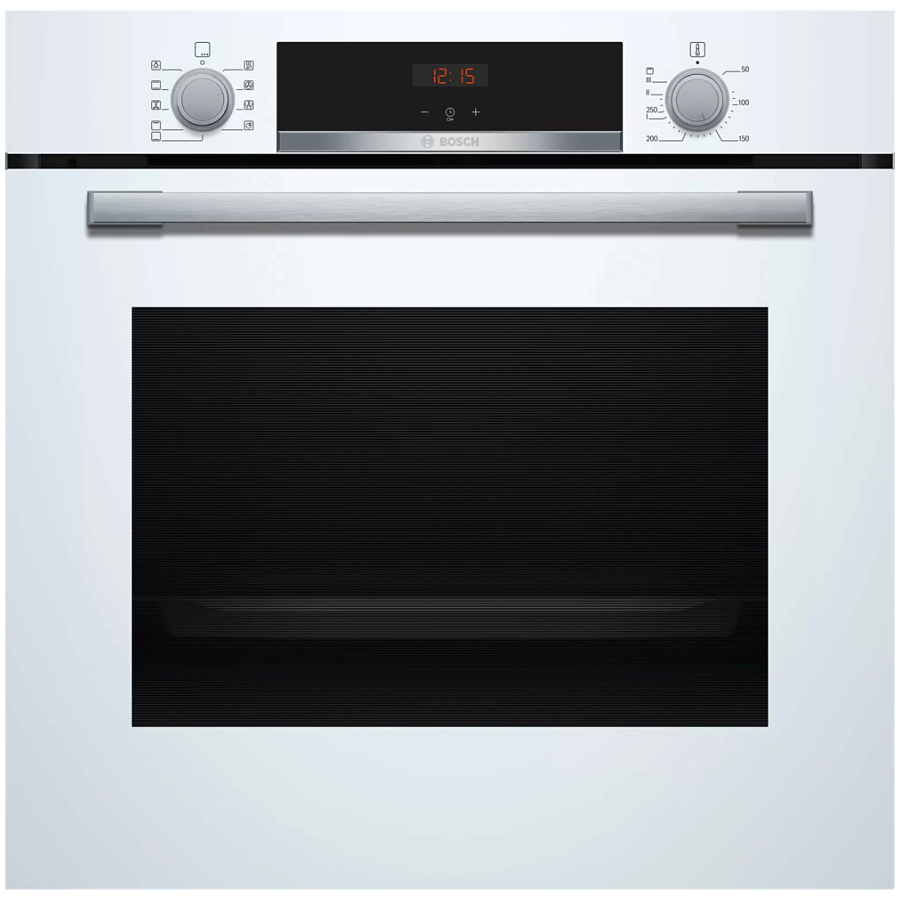 Духовой шкаф Bosch HBA534BW0 (Serie4 / 71 л / до 275 °C / Белое стекло / Гриль / съемные направляющие / EcoClean (задняя стенка) / A)