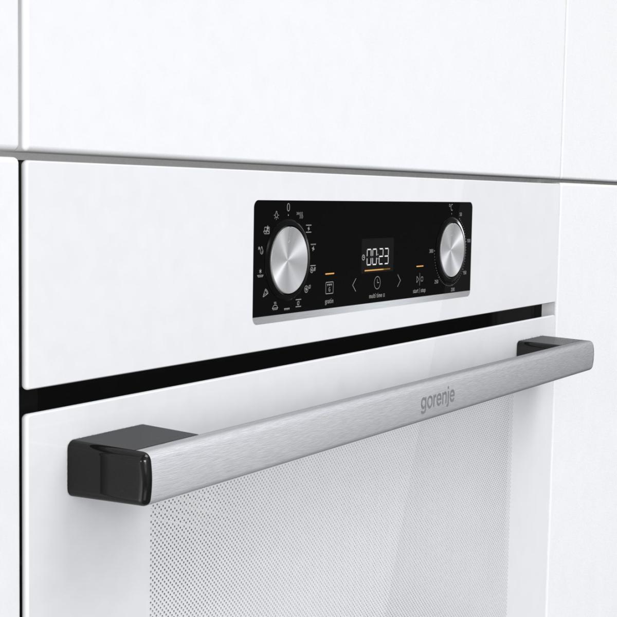 Духовой шкаф Gorenje BOS6737E06WG (Essential / Белый / SilverMatte / IconLED / AirFry / GentleBake / AquaClean / телескоп)