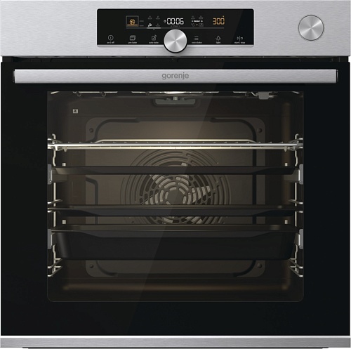 Духовой шкаф с добавлением пара Gorenje BSA6747A04X (Advanced / 77 л / до 300 °C / Чёрный, стекло / CataClean / Per.Grill / телескоп. напр. (x2) / A+
