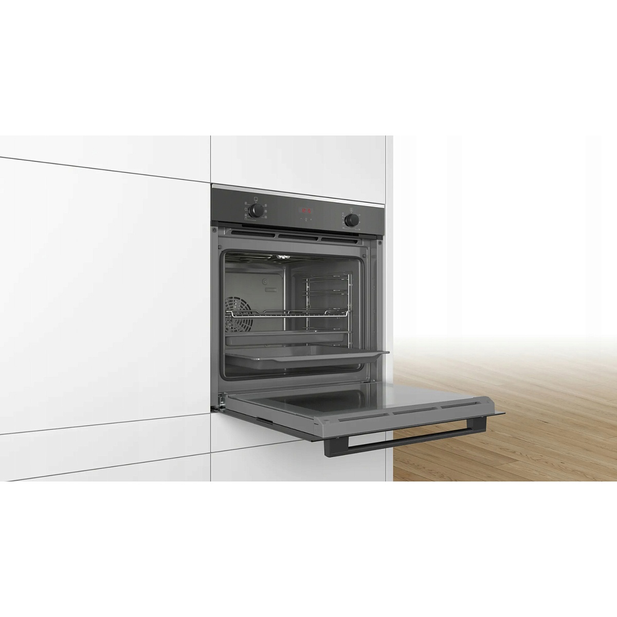 Духовой шкаф Bosch HBS233BB0 (Serie4 / 71 л / до 275 °C / Чёрное стекло / Гриль / EcoClean Direct задняя стенка / A)